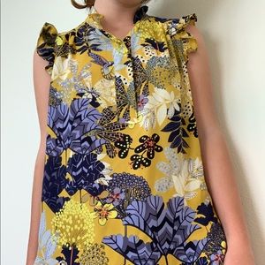 Loft Yellow Floral Bird Blouse